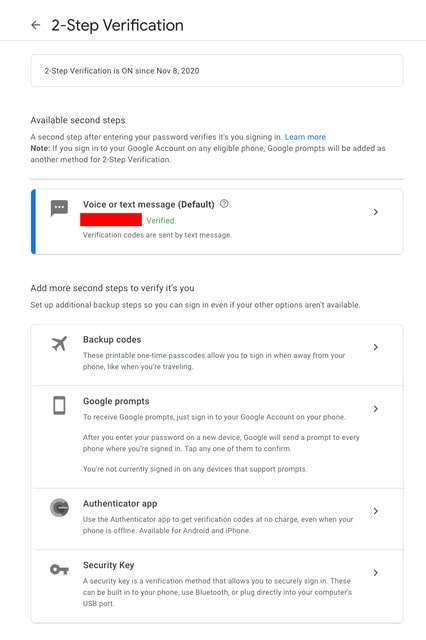 2fa - google