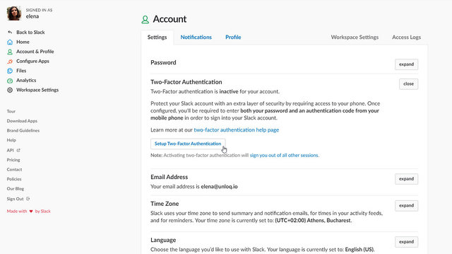 2fa - slack